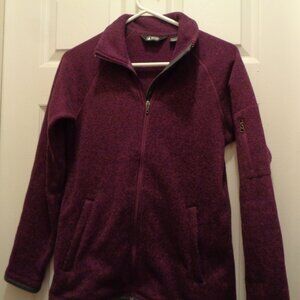 Eastern Mountain Sports Woman's Knit Sweater Jacket Wine Purple Maroon Small